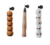 eBoutik - Set of 3 Halloween Decorative Taper Candles - Spooky Bleeding Finger, Pumpkin's, Skull Design, Scented Soy Wax Horror House Scary Party Decor