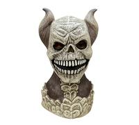 eBoutik - Spooky Creepy Vampire Novelty Halloween Skull Adult Mask with Ram Horns - Latex Full Head Mask, Scary Devil Demon Costume Prop for Fancy Dress Parties