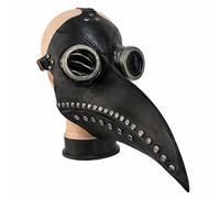 eBoutik - Steampunk Plague Doctor Mask - Black Victorian Gothic Long Beak Costume for Halloween, Festivals & Adult Fancy Dress - Full Face Bird Beak Masquerade Prop