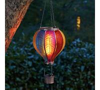 eBoutik - Summer Solar 45cm Hot Air Balloon Garden Light - Hanging Lantern with Flickering Flame Effect - Waterproof Outdoor Decoration for Tree, Balcony, Patio