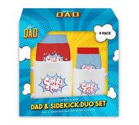 eBoutik - "Super Dad and Super Kid Mini Me Matching Mug & Socks Gift Set, Present for Fathers Day from Son or Daughter - Cup & Footwear Present
