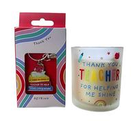 eBoutik - Teacher Appreciation Bundle - Candle Gift Set with Keyring - Thank You for Helping Me Shine End of School Tutor Appreciation Gifts from Students, Nursery, Teaching Assistant