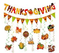 eBoutik - Thanksgiving Decorations Bundle Set - Autumn Harvest Festival Bunting with Maple Leaves, Acorns, Pine Cones for Home, Fireplace, Office, Window Display