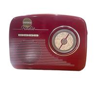 eBoutik - Vintage Biscuit Tin Gift With Scottish Shortbread Portable Radio Design Retro 60'sStyle - Novelty Present for Birthdays, Valentines, Mother Day etc (Red)