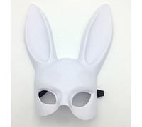 eBoutik - White Sexy Bunny Mask with Rabbit Ears - Hard Plastic Masquerade Costume for Women - Halloween, Play boy, Cosplay & Fancy Dress Party Accessory