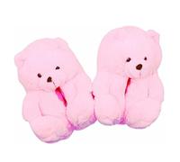 eBoutik -Women’s Teddy Bear Slippers - Cute Plush Novelty House Shoes, Soft Fluffy Cozy Indoor, Comfortable Loungewear Gift for Her, Spring Comfort Slippers (Pink - Adult 3/4)