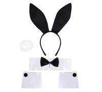 eBoutik - Women's Sexy Style Bunny Accessories Set - Ladies Hen Do Spooky Party Rabbit Ear Headband, Bowtie, Cuffs, Tail etc - Fancy Dress Costumes For Halloween (Bunny Style)