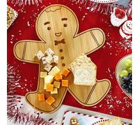 eBoutk - Christmas Gingerbread Man Bamboo Holiday Serving Board - Festive Decorative Cookie, Cheese, Charcuterie Platter - Xmas Kitchen Decor