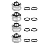 Eboxer 4Pcs PC Water Cooling Fittings Brass Water Cooling Compression Fitting with Three-Layer Sealing Rings for Rigid Acrylic Tube OD 16mm for Computer Water Cooling System（Silver）