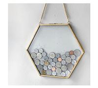Ebrima Gold Glass Frame for Coin Display, Wall Hanging Coin Collecting Holders, Currency Collection Supplies Holders for Collectors, Glass Piggy Bank (Large)