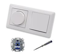 EBROM SET IDEE: REV Ritter LED Rotary Dimmer Dimmer + Gira Dimmer Disc 065003 and Light Switch 310600 in System55 Pure White Glossy Including EBROM Phase Tester for Mounting Devices ET1 66012B