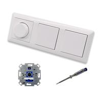 EBROM SET IDEE: REV Ritter LED Rotary Dimmer Dimmer + Jung Dimmer Disc A1740WW and 2 x Light Switch 531U in AS500 Glossy Alpine White Including EBROM Phase Tester for Mounting Devices ET1 66012B