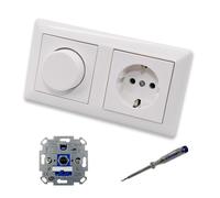 EBROM SET IDEE: REV Ritter LED Rotary Dimmer Dimmer + Jung Dimmer Disc A1740WW and Socket A1520WW in AS500 Glossy Alpine White Includes EBROM Phase Tester for Mounting Devices ET1 66012B