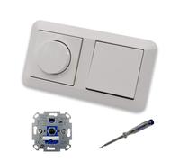 EBROM SET IDEE: REV Ritter LED Rotary Dimmer Dimmer + Merten Dimmer Disc MEG5250-0319 and Light Switch MEG3116-0000 System 1-M Polar White Glossy + EBROM Phase Tester for Mounting Devices ET1 66012B