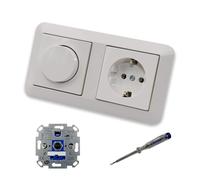 EBROM SET IDEE: REV Ritter LED Rotary Dimmer Dimmer + Merten Dimmer Disc MEG5250-0319 and MEG2301-0319 Socket in System 1-M Polar White Glossy + EBROM Phase Tester for Mounting Devices ET1 66012B
