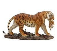 Ebros 14.25" Wide Large Realistic Wildlife Bengal Orange Tiger Mother Carrying Cub Statue Indian Jungle Tigers Giant Cats Decorative Resin Figurine Animal Collectible Home Decor Accent