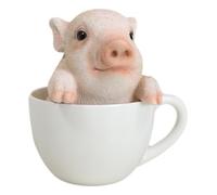 Ebros Adorable Babe Teacup Pig Figurine 5.25" Tall Realistic Animal Collectible Design Decor Statue with Glass Eyes
