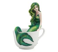 Ebros Amy Brown Tea Cup Atlantis Princess Green Emerald Mermaid Ariel Statue Mermaid Blend Fantasy Mermaids Sirens of The Seas Ocean Marine Nautical Themed Collector Figurine