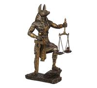 Ebros Ancient Egyptian God Anubis with Scales of Justice Statue Gods of The Dead and Afterlife Weighing The Heart Against Ostrich Feather Figurine 10" Tall (Faux Bronze Resin)