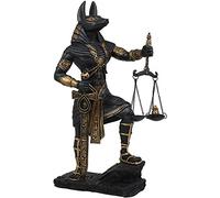 Ebros Ancient Egyptian God Anubis with Scales of Justice Statue Gods of The Dead and Afterlife Weighing The Heart Against Ostrich Feather Figurine 10" Tall (Black and Gold)