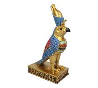 Ebros Ancient Egyptian God Horus Falcon Bird with Pschent Crown Standing On Royal Pedestal Figurine 6" Tall Bird Form of Heru Deity of War and Sky Gods and Goddesses of Egypt Figurine