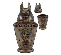 Ebros Ancient Egyptian Gods and Deities Duamutef Canopic Jar Statue 5.75" H Four Sons of Horus with Winged Scarab and Ankh Base Figurine Storage Box Kingdom Egypt Collectible Decor Sculpture Replica