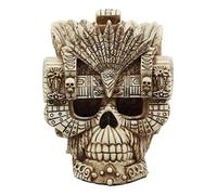 Ebros Aztec Empire Emperor Montezuma Skull Statue Tenochtitlan King Moctezuma I Halloween Skeleton Cranium Head Figurine