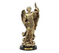 Ebros Byzantine Eastern Orthodox Catholic Church Archangel of The Angelic Council Statue 8" Tall Figurine with Brass Name Plate Wooden Base (Uriel Fire of God)