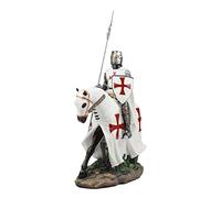 Ebros Crusader English Knight On Cavalry Horse Statue 8" Tall Phalanx Spear Horse Combat Warrior Sculpture