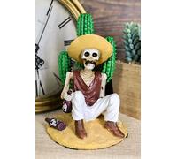 Ebros Day of The Dead El Borracho Drunk Desert Bandit Skeleton Statue 5"Tall Dias De Muertos Skeleton Alcoholic Bandit Sitting By Cactus Figurine