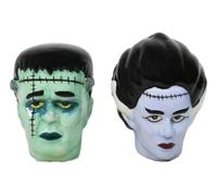 Ebros Day Of The Dead Mr And Mrs Frankenstein Monster Bride And Groom Ceramic Salt Pepper Shakers Figurine Set Zombies Undead Underworld Fantasy Halloween Decorative Kitchen Accessory