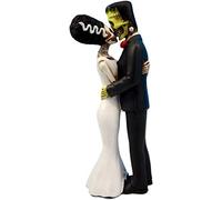 Ebros Day of The Dead Wedding True Love Kiss Skeleton Frankenstein Skull Bride and Groom Couple Figurine Graveyard Macabre Ossuary Halloween Bridal Spooky Home Decor Statue