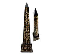 Ebros Egyptian Temple of Ra Desert Obelisk with Hieroglyphs Statue 8" Tall Ancient Egypt Landmark Obelisks Pillar Tower Figurine (Black and Gold)