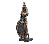 Ebros Egyptian Theme Isis Holding Shield Goddess of Magic and Nature Black and Gold Finished Resin Statue Gods of Egypt Historical Ancient Civilization Decor Sculpture Figurine