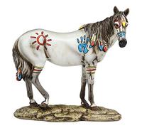 Ebros Equestrian Tribal Beauty Medicine Spirit Horse Hand Crafted Statue 8" High Native American Indian Symbols Sun Palm Feathers Stallion Animal Decor Sculpture