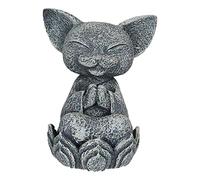 Ebros Feng Shui Zen Meditating Japanese Jizo Cat Monk On Lotus Throne Mini Statue 4" Tall Bodhisattva Buddha Talisman of Protection for Children and Baby Memorial Decor Figurine Jizos Buddhas