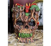 Ebros Forest Ent Treant Skull with Dragon Statue 5.5'Long Greenman Dungeons and Dragons Skeleton Head Figurine for Halloween Day of The Dead Ossuary Macabre Graveyard Collectible