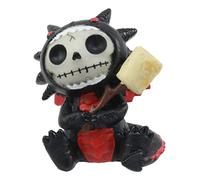 Ebros Furry Bones Black Scorchie With Marshmallow Figurine 2.5"Tall Furrybones Dragon Skeleton Monster Collectible