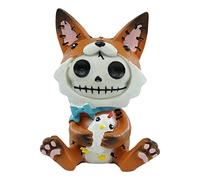 Ebros Furry Bones Fen Fen The Fox Skeleton Figurine 3" H Furrybones Red Fox with Chicken Doll Costume Hooded Voodoo Skeletons Skulls Macabre Collectible Sculpture Decorative Accent