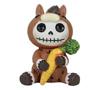 Ebros Gift 3.25" Tall Furrybones Clyde The Donkey Mule Ass with Giant Carrot Stick Collectible Figurine Skeleton Monster Horses Donkeys Hooded Costume Furry Bones Sculpture