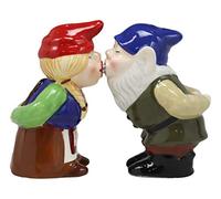 Ebros Gift Adorable Kissing Mr and Mrs Gnome Couple Salt and Pepper Shakers Ceramic Figurine Set Collectible Magnetic Attractives Whimsical Gnomes Cottage Kitchen Table Centerpieces Accent