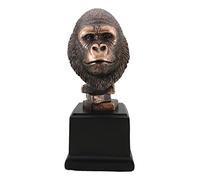 Ebros Gift Amazon Basin Rainforest Silverback Gorilla Head Bust Statue in Bronze Electroplated Finish with Black Trophy Base 8.25" Tall King Kong Congo Great Ape Gorillas Figurine