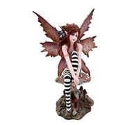 Ebros Gift Amy Brown Red Haired Enchanted Forest Autumn Fall Fairy Sitting On Giant Toadstool Mushroom Decorative Figurine 6.25" H Fantasy Faery Garden Magic Collectible Statue Fairies Pixies Nymphs