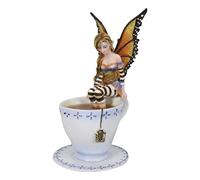 Ebros Gift Amy Brown Teacup Mocha Coffee Fairy Figurine Whimsical Faerie Figure 6.5" H Statue Decor Pixies Sprites Fairies and Magic