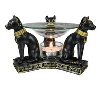 Ebros Gift Ancient Egyptian Goddess Bastet Bast Ubasti Cat Trio Sitting On Hieroglyphic Pedestal Candle Heat Oil Burner Tart Warmer Aroma Scent Figurine Home Fragrance Decorative Aromatherapy