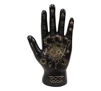 Ebros Gift Ancient Mystical Psychic Fortune Teller Chirology Palmistry Hand Palm with Lines and Symbols Figurine Decor Witchcraft Spiritual Divinity Statue for Palmists Readers (Black)