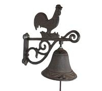 Ebros Gift Cast Iron Rustic Vintage Western Farmhouse Rooster Chicken Door Wall Dinner Yard Bell Outdoor Southwestern Farm Cowboy Cowgirl Accent Bells