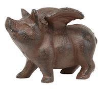 Ebros Gift Cast Iron Small Whimsical Flying Pig Angel Decorative Collectible Statue Heirloom Vintage Rustic Paperweight 3.5" Long Hog Heavens Animal Farm Pigs Office Or Home Desk Figurine (1)