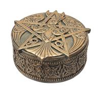 Ebros Gift Celtic Raven Lludd Morrigan Triple Goddess Pentacle And Sacred Rune Symbols Round Decorative Jewelry Trinket Box Figurine Mystical Legendary Folklore Accent