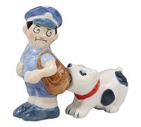 Ebros Gift Ceramic Postman With Mail Thief Tramp Dog Salt And Pepper Shakers Magnetic Figurine Set 3.5"Tall Kitchen Counter And Dining Table Decorative Collectibles